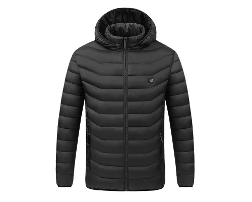 Куртка с подогревом от повербанка USB M09-4 Black 4 зоны подогрева для туризма рыбалки активного отдыха XL