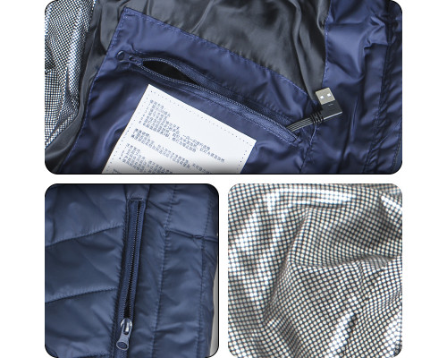 Жилетка с подогревом от повербанка USB M01-9S Blue 9 зон подогрева для туризма рыбалки активного отдыха 2XL