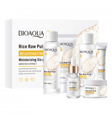 Набор по уходу за лицом Bioaqua Rice Raw Pulp Set 6 в 1 омолаживающий с экстрактом риса