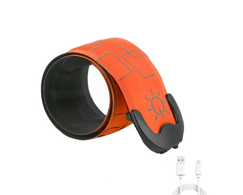 Светодиодный LED браслет на руку AY-062 для бега спорта USB аккумуляторный Orange