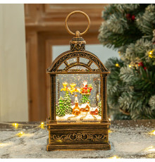 Декоративный фонарь новогодний 2024 11*6,5*21 см рождественское украшения для дома USB+Батарейким подвесной с подсветкой Рождественский домик