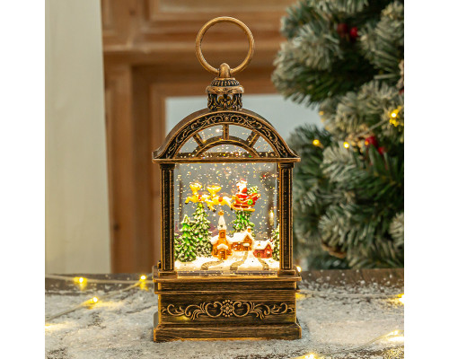 Декоративный фонарь новогодний 2024 11*6,5*21 см рождественское украшения для дома USB+Батарейким подвесной с подсветкой Рождественский домик