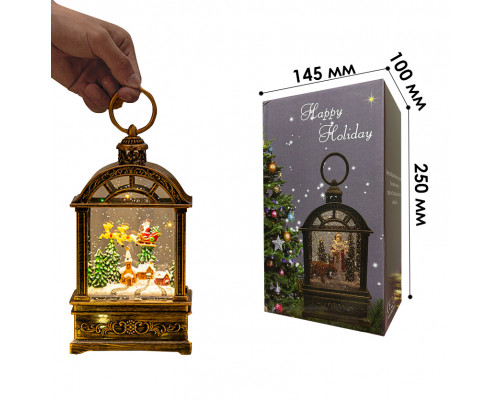 Декоративный фонарь новогодний 2024 11*6,5*21 см рождественское украшения для дома USB+Батарейким подвесной с подсветкой Рождественский домик
