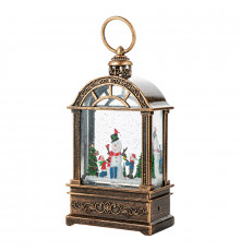 Декоративный фонарь новогодний 2024 11*6,5*21 см рождественское украшения для дома USB+Батарейким подвесной с подсветкой Снеговик и ребенок