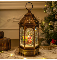 Декоративный фонарь новогодний 2024 12*12*24 см рождественское украшения для дома подвесной с подсветкой Дед Мороз