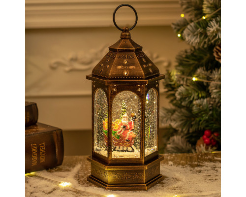 Декоративный фонарь новогодний 2024 12*12*24 см рождественское украшения для дома подвесной с подсветкой Дед Мороз