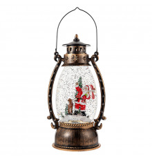 Декоративный подвесной фонарь новогодний 3283093 рождественское украшения 13,5*11*26 см для дома на батарейках Дед Мороз с оленем