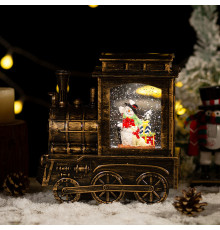 Декоративный подвесной фонарь новогодний Паравозик 17*8,5*17 см рождественское украшение для дома на батарейках Bronze