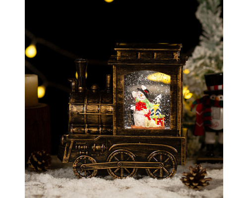 Декоративный подвесной фонарь новогодний Паравозик 17*8,5*17 см рождественское украшение для дома на батарейках Bronze