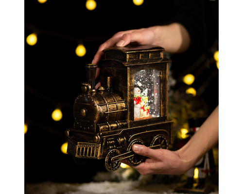 Декоративный подвесной фонарь новогодний Паравозик 17*8,5*17 см рождественское украшение для дома на батарейках Bronze