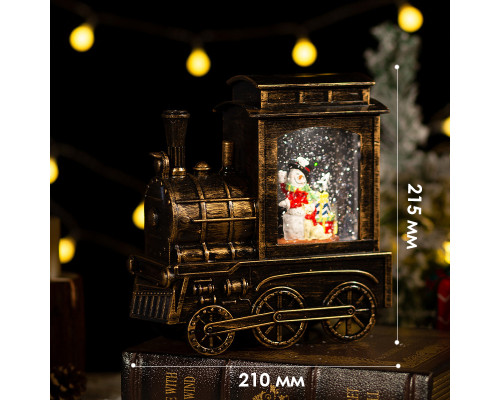Декоративный подвесной фонарь новогодний Паравозик 17*8,5*17 см рождественское украшение для дома на батарейках Bronze