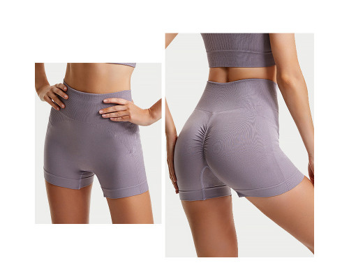 Шорты женские 1802# бесшовные для фитнеса пуш ап push up Лиловый L