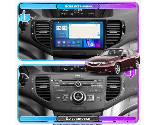 Штатная магнитола Lesko для Acura TSX II 2008-2014 экран 9" 4/64Gb CarPlay 4G Wi-Fi GPS Prime