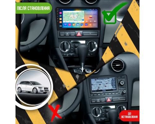 Штатная магнитола Lesko для Audi A3 II (8P) Рестайлинг 1 2004-2008 экран 9" 4/64Gb CarPlay 4G Wi-Fi GPS Prime