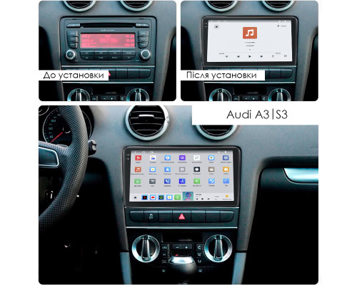 Штатная магнитола Lesko для Audi A3 II (8P) Рестайлинг 2 2008-2013 экран 9" 4/64 QLED CarPlay 4G Wi-Fi GPS 360 Prime