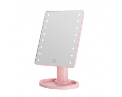 Дзеркало косметичне 21х16 см 16 LED Чорне HP-10-3AP