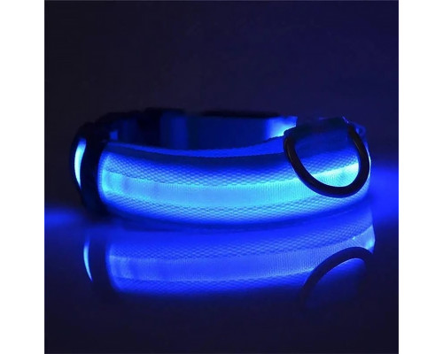 Светодиодный LED ошейник USB светящийся для собак и котов Blue L