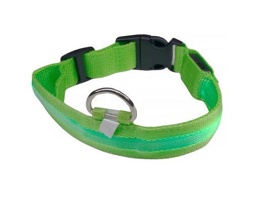 Светодиодный LED ошейник USB светящийся для собак и котов Green S
