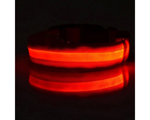 Светодиодный LED ошейник USB светящийся для собак и котов Red XS