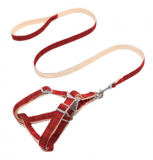 Шлея для собак с поводком Pipitao 165510 Cage Red 2*120 cm