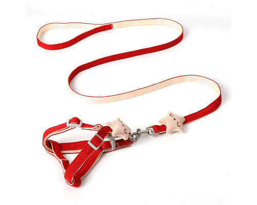 Шлея для собак или кошек с поводком Taotaopets 1710118 Red (1.0 cm)