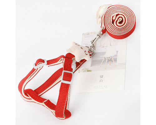 Шлея для собак или кошек с поводком Taotaopets 1710118 Red (1.0 cm)