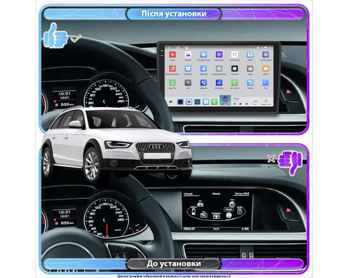 Штатная магнитола Lesko для Audi A4 allroad IV (B8) Рестайлинг 2011-2016 экран 9" 4/64 QLED CarPlay 4G Wi-Fi GPS 360 Prime