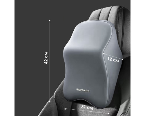 Универсальная автомобильная подушка-подголовник AweSome под шею с эффектом памяти ортопедическая Gray