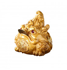Фигурка для чайной церемонии ZBY-2407302 Жаба с монеткой меняющая цвет от горячей воды Gold