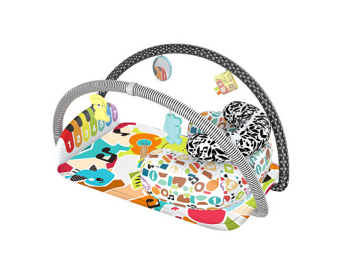 Детский развивающий интерактивный коврик SDZ-1817 музыкальный пианино с дугой и погремушками для младенцев Elephant Black