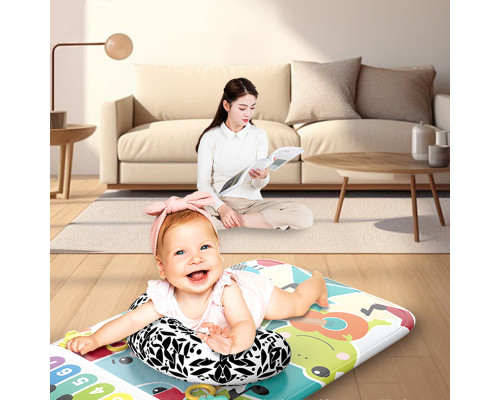 Детский развивающий интерактивный коврик SDZ-1817 музыкальный пианино с дугой и погремушками для младенцев Elephant Black