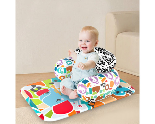 Детский развивающий интерактивный коврик SDZ-1817 музыкальный пианино с дугой и погремушками для младенцев Elephant Black