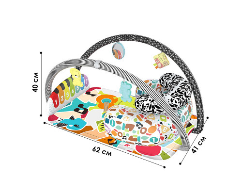 Детский развивающий интерактивный коврик SDZ-1817 музыкальный пианино с дугой и погремушками для младенцев Elephant Black