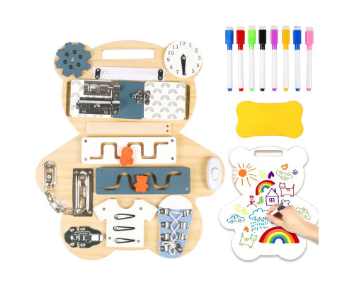 Детская развивающая игрушка Бизиборд XM-081 Мишка многофункциональный