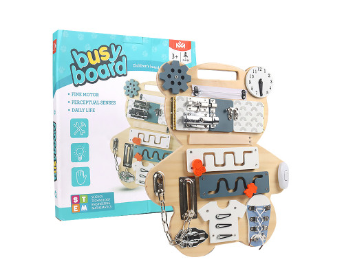 Детская развивающая игрушка Бизиборд XM-081 Мишка многофункциональный