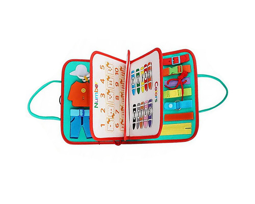 Детская развивающая сумочка 545L бизиборд монтессори-игрушка для малышей розвивающая моторику и сенсорику Light Blue