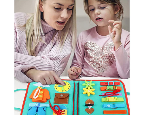 Детская развивающая сумочка 545L бизиборд монтессори-игрушка для малышей розвивающая моторику и сенсорику Light Blue