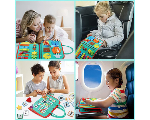 Детская развивающая сумочка 545L бизиборд монтессори-игрушка для малышей розвивающая моторику и сенсорику Light Blue