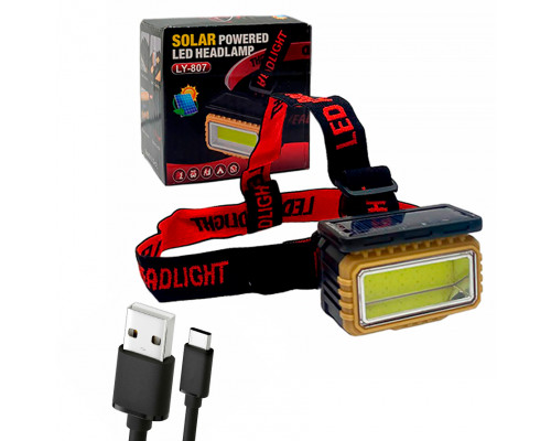 Налобный фонарь X-Balog BL-LY-807 фонарик с солнечной батареей