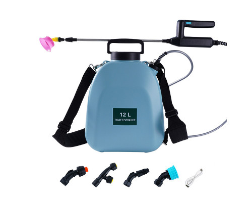 Электрический опрыскиватель KLC-12PWQ 12 литров садовый аккумуляторный ранцевый для сада огорода деревьев Blue