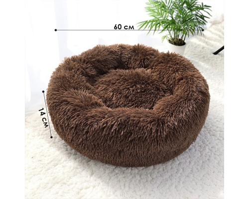Лежак пуфик для котов собак круглый 552201 L Brown