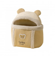 Рюкзак-переноска для кошек 2308SXMJ2582HA12 Мишка утепленный с карманом для рук Yellow S