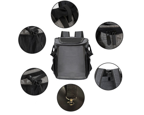 Рюкзак-переноска для кошек и собак A04006-BK-F сумка для велосипеда 30*30*33 см  Dark Gray