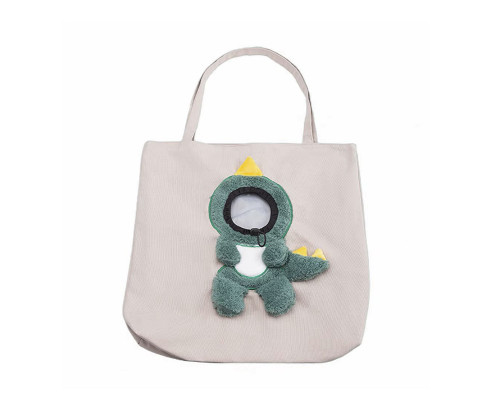 Сумка-переноска для кошек и собак 2404SXMJ3153 Динозавр холщовая Green M