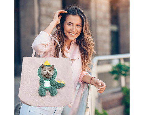 Сумка-переноска для кошек и собак 2404SXMJ3153 Динозавр холщовая Green M