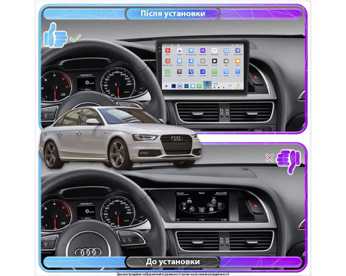 Штатная магнитола Lesko для Audi A4 IV (B8) Рестайлинг 2011-2015 экран 9" 4/64 QLED CarPlay 4G Wi-Fi GPS 360 Prime